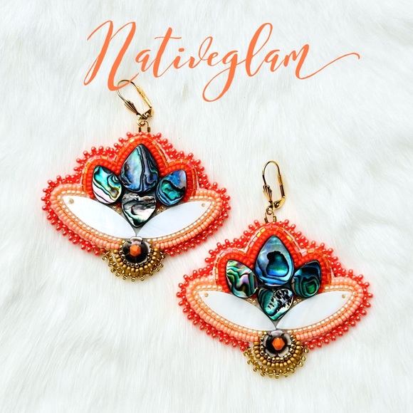 Lotus Floral Beaded Earrings - Picture 2 of 2